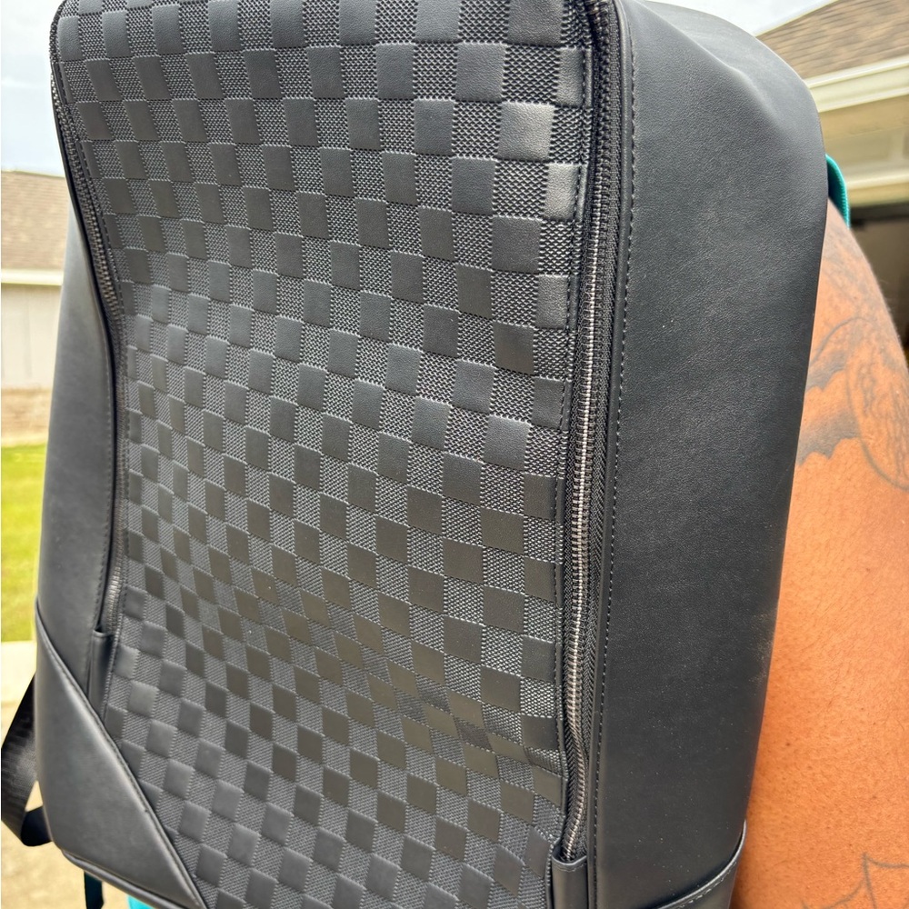 Stylish Black Checkered Men's Backpack